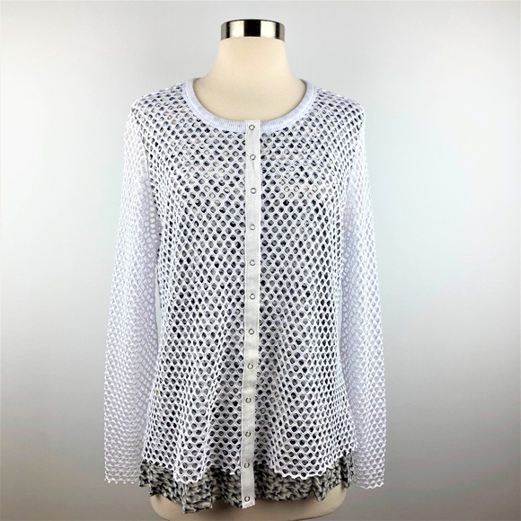 Tribal Jeans White Fishnet Cardigan Large - Picture 1 of 8